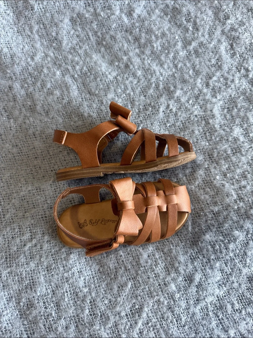 Self Esteem Girls Brown Woven Kids Sandals